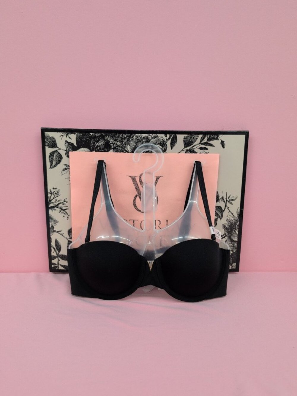 Victoria Secret Bare Illusions Smooth Underwired Uplift Strapless Bra 34A Black